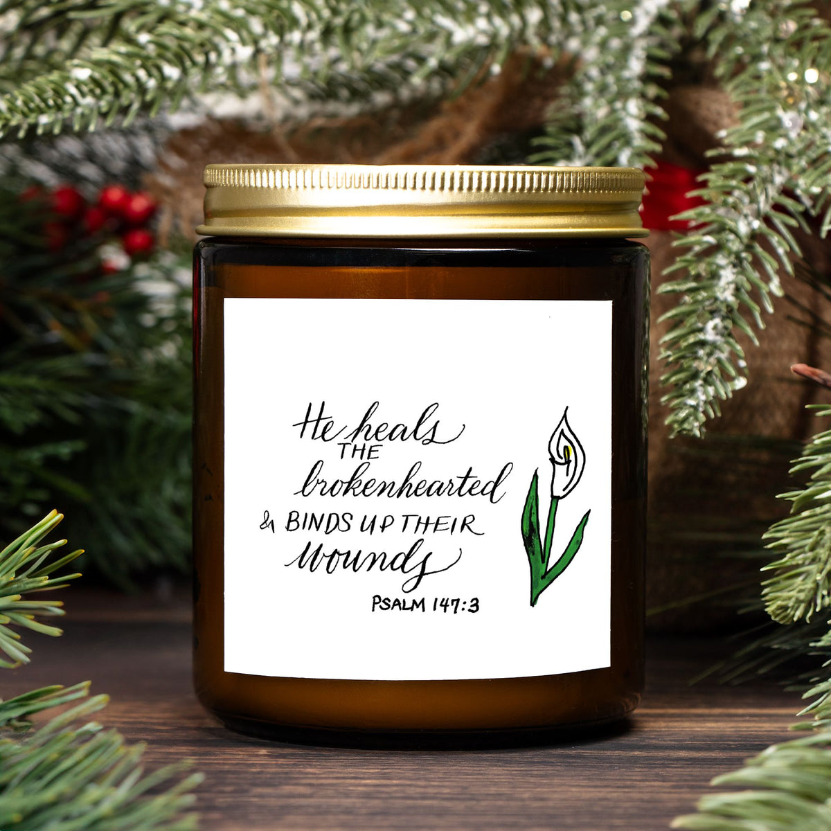 He Heals the Brokenhearted Candle-Psalm 147:3- 9oz