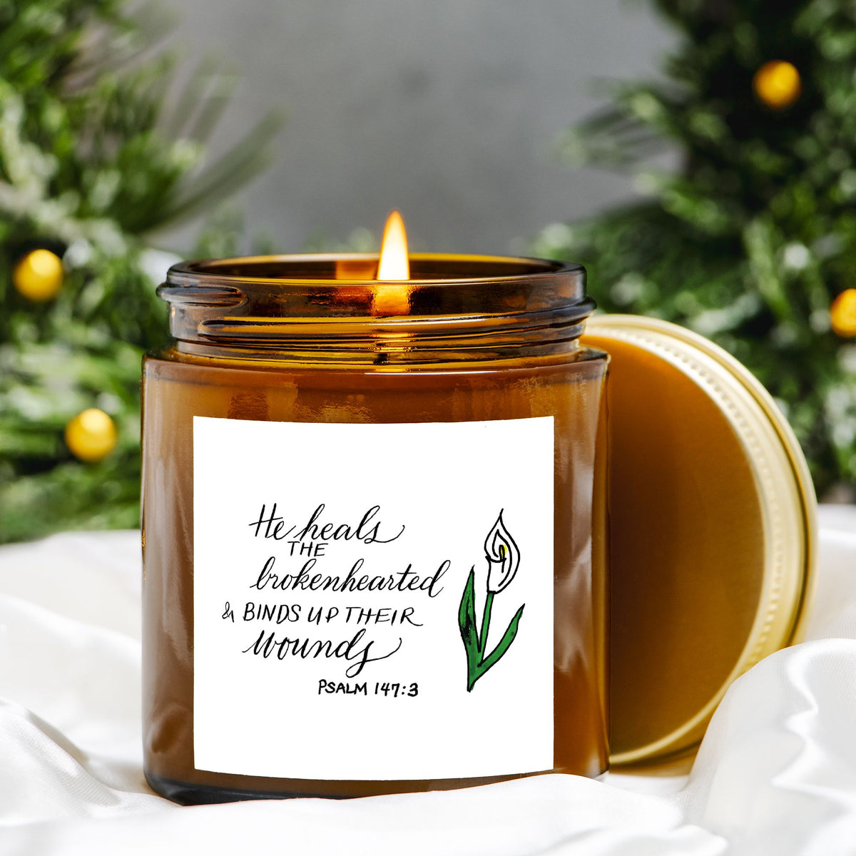 He Heals the Brokenhearted – 4 oz. Christian Candle