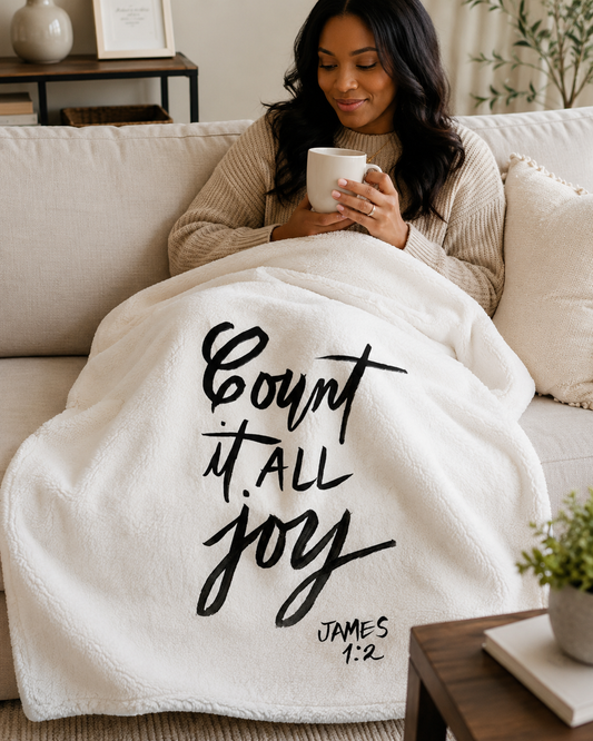 James 1:2 Sherpa Blanket - 50" x 60"(SAND)