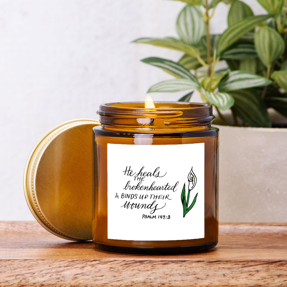 He Heals the Brokenhearted – 4 oz. Christian Candle