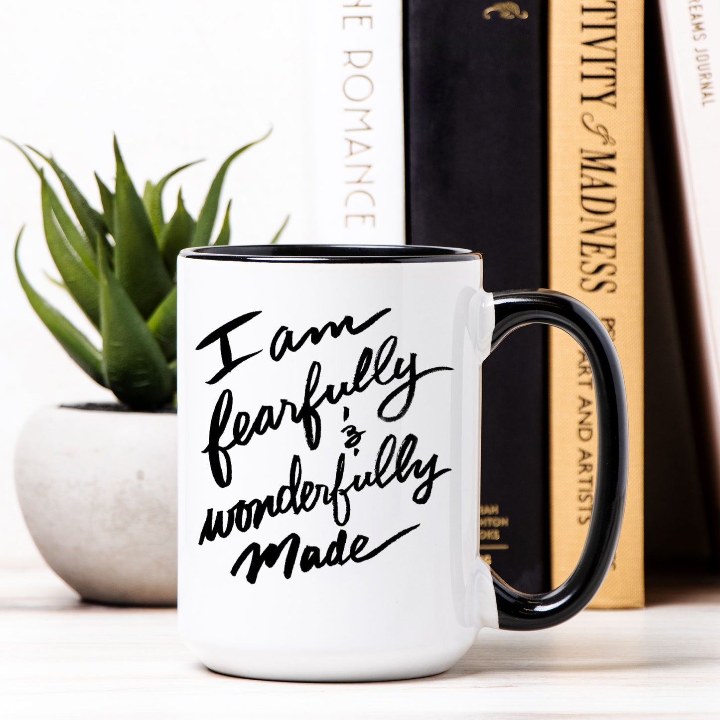 15 oz “Fearfully and Wonderfully Made” Mug – Psalm 139:14 (Black + White)