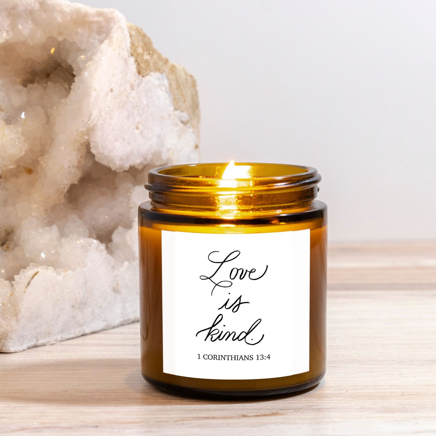 Love is Kind-1 Corinthians 13 Candle ( 4 oz Amber Jar)