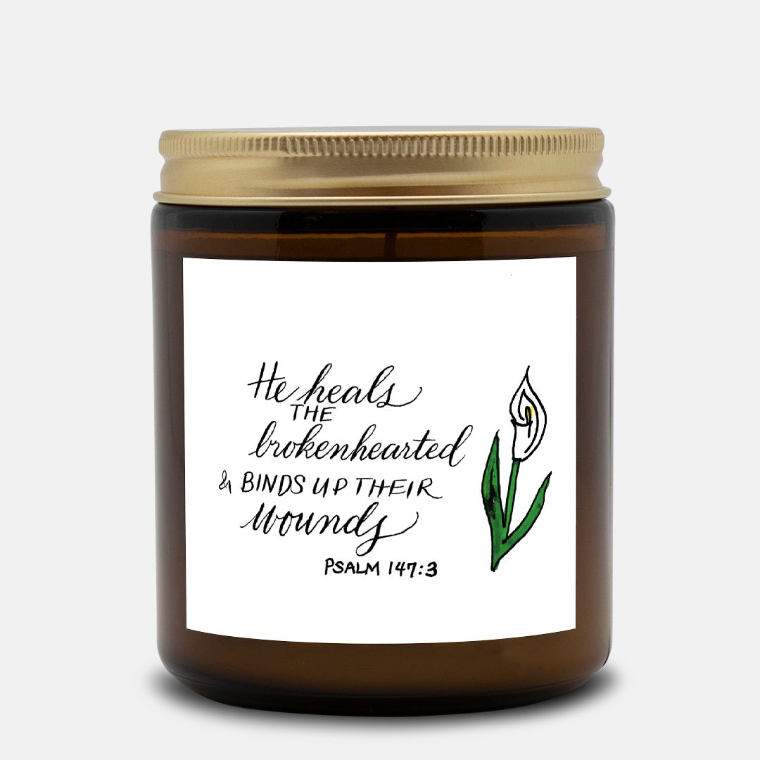 He Heals the Brokenhearted Candle-Psalm 147:3- 9oz