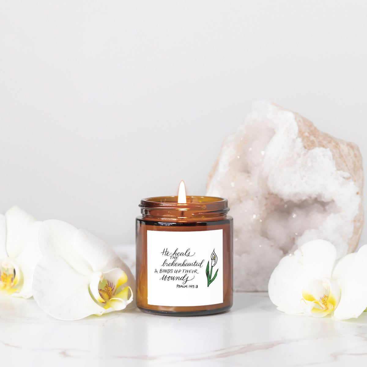 He Heals the Brokenhearted – 4 oz. Christian Candle