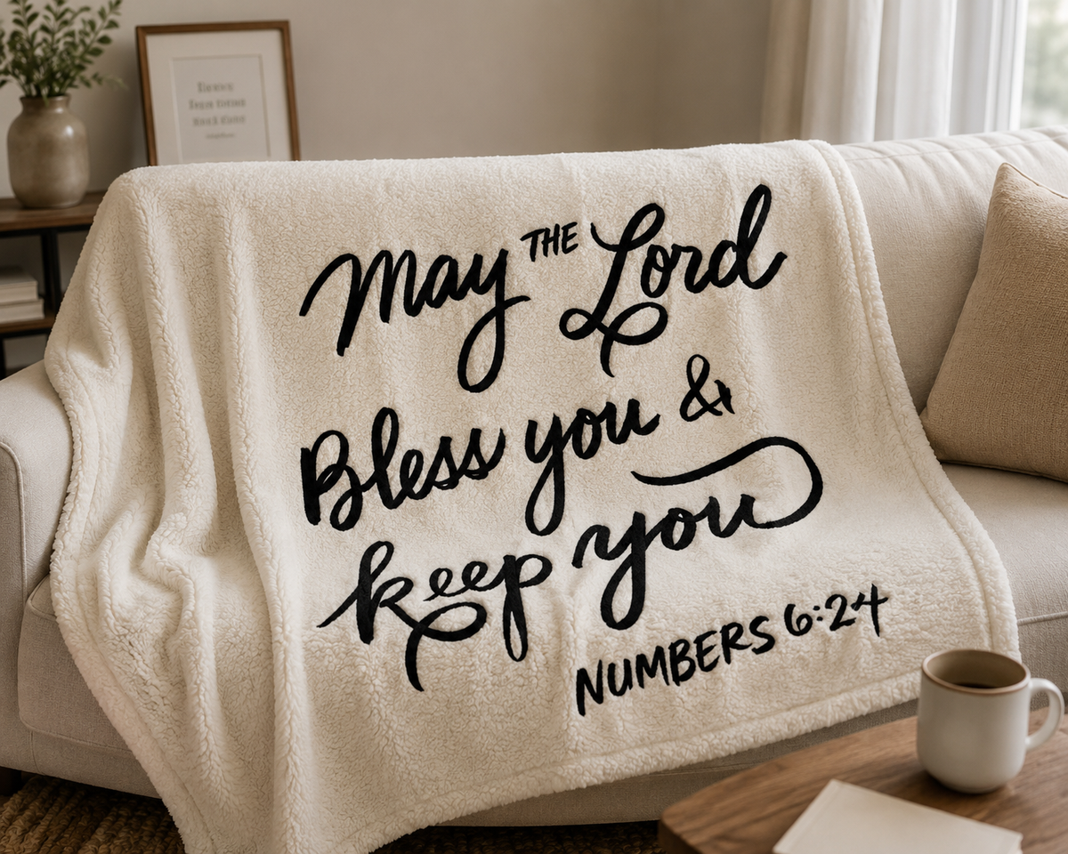 Sherpa Blanket - 50" x 60"(BLESS YOU)