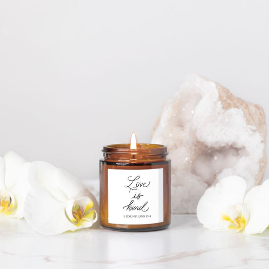 Love is Kind-1 Corinthians 13 Candle ( 4 oz Amber Jar)