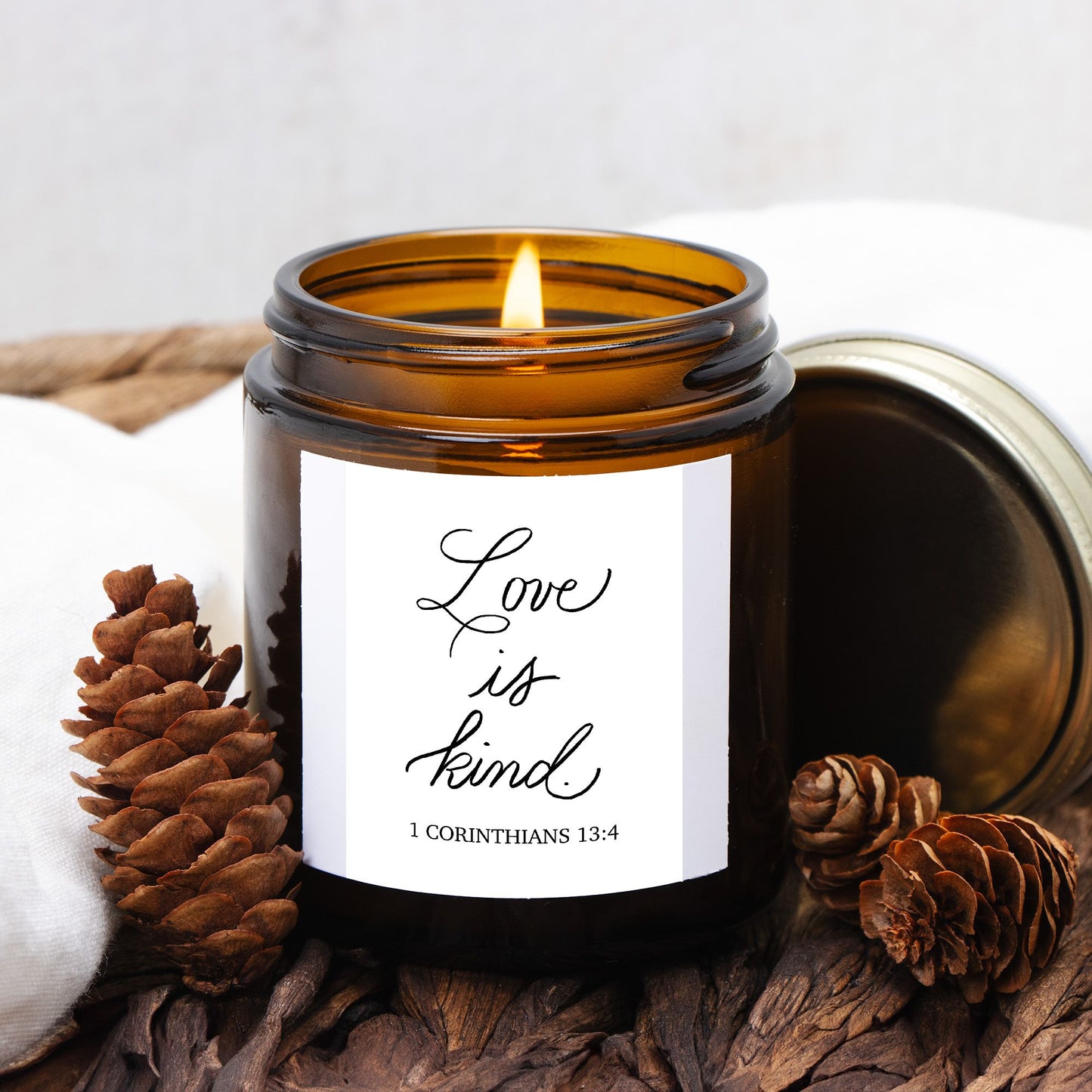 Love is Kind-1 Corinthians 13 Candle ( 4 oz Amber Jar)
