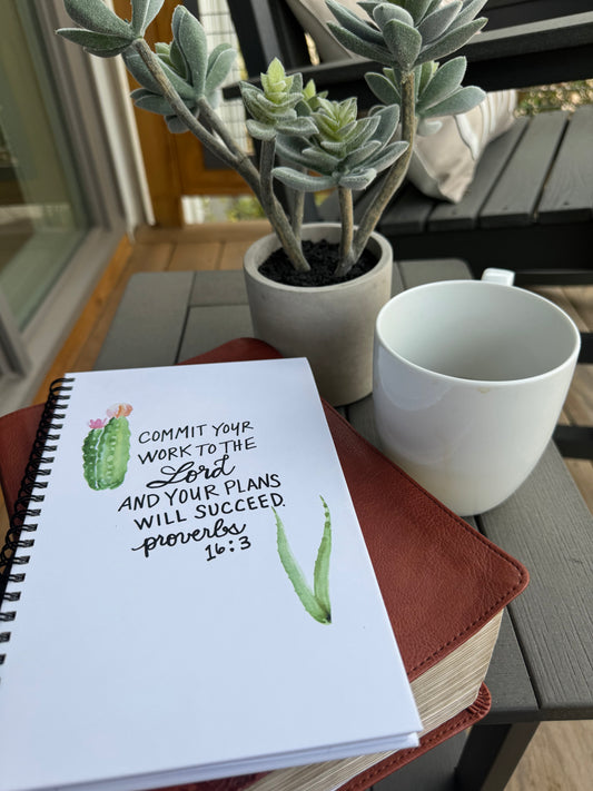 Proverbs 16:3 Journal – Christian Prayer & Goal Setting Notebook | Commit Your Work to the Lord