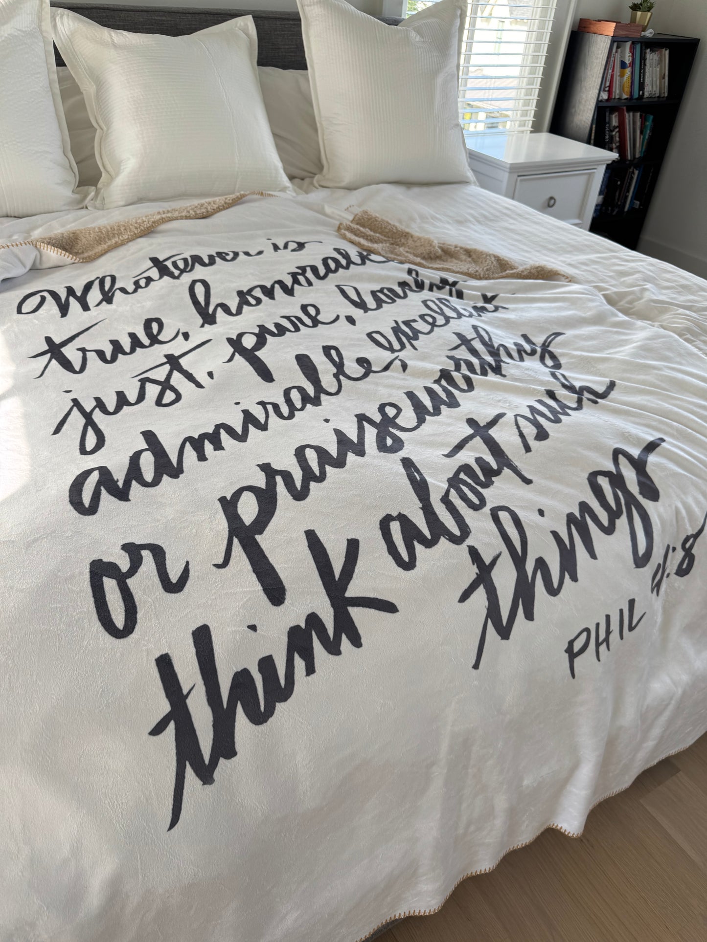 Philippians 4:8 Farmhouse Sherpa Blanket