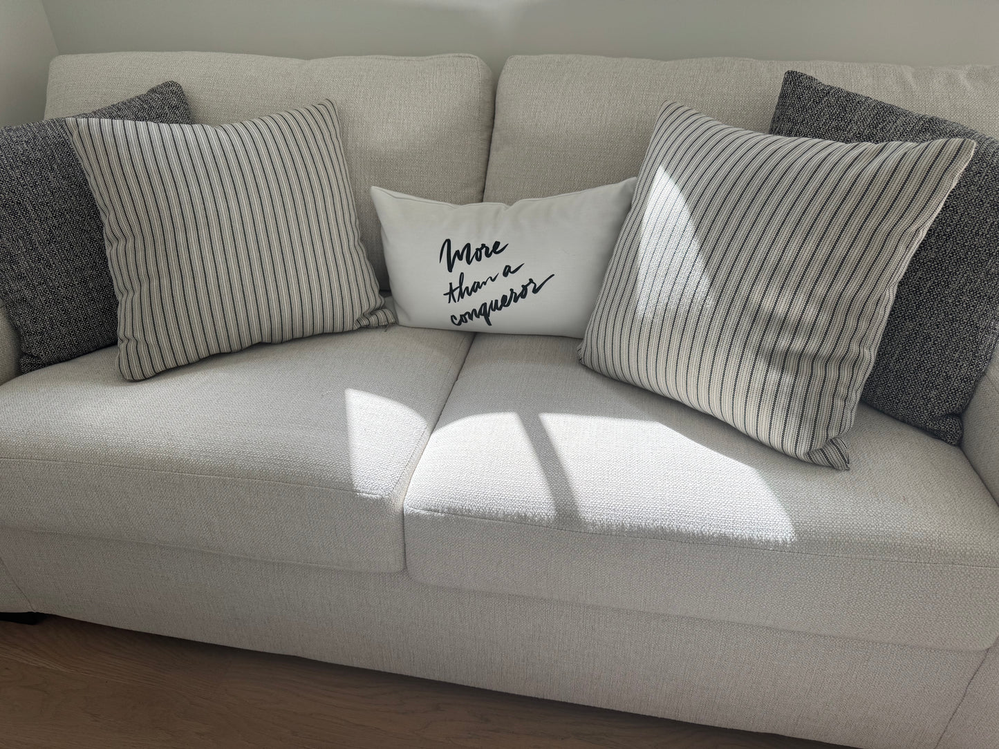 "More Than a Conqueror" Artisan Lumbar Pillow Case