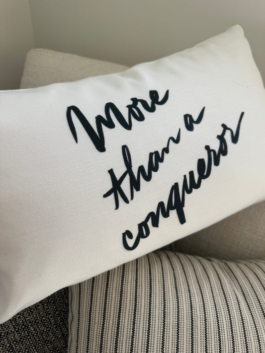 "More Than a Conqueror" Artisan Lumbar Pillow Case