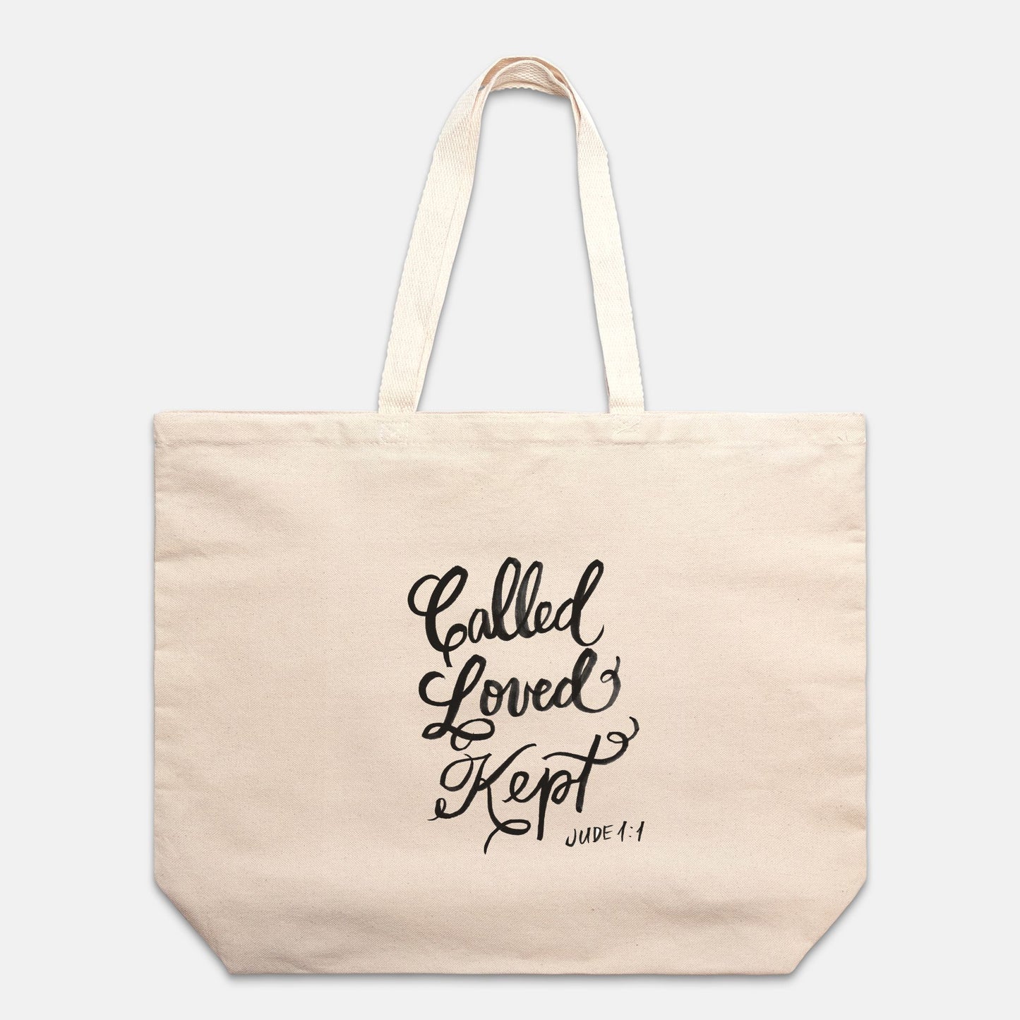 Canvas Oversized Tote Bag – “Called, Loved, Kept" |Jude 1:1 Scripture Tote