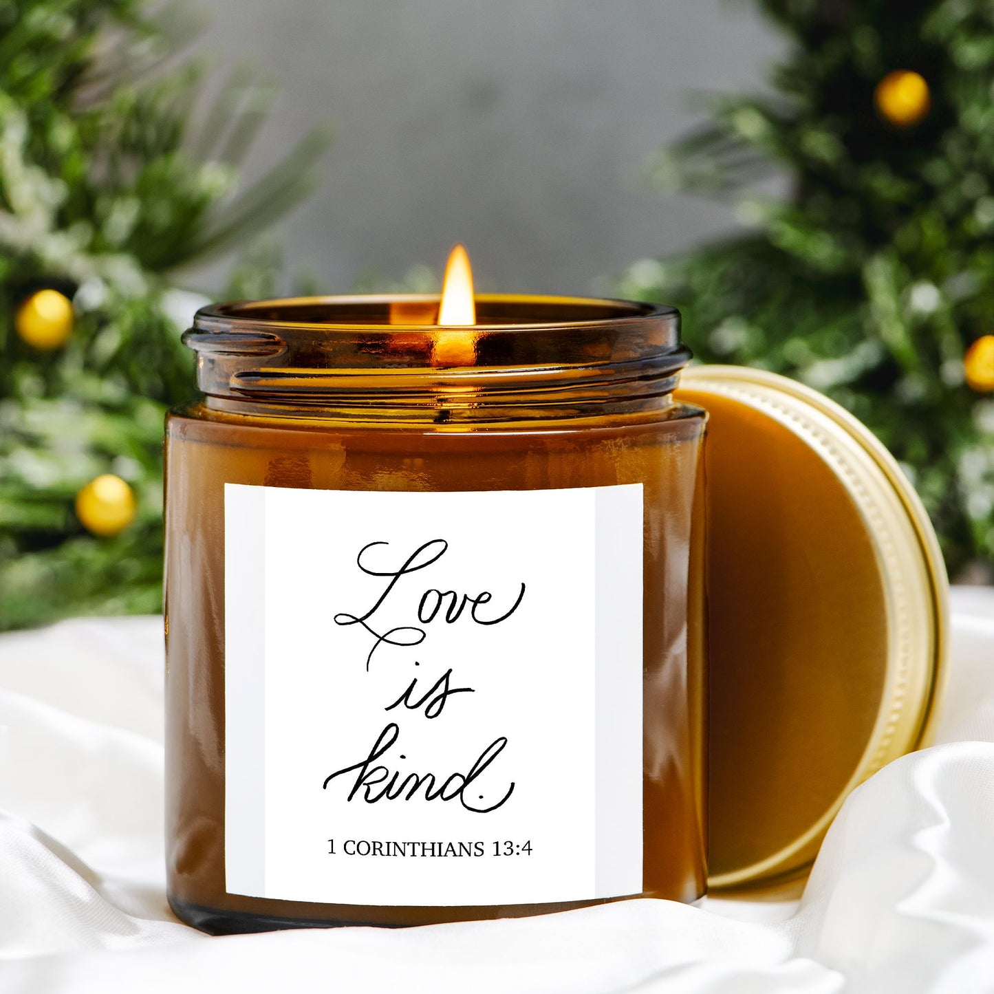 Love is Kind-1 Corinthians 13 Candle ( 4 oz Amber Jar)