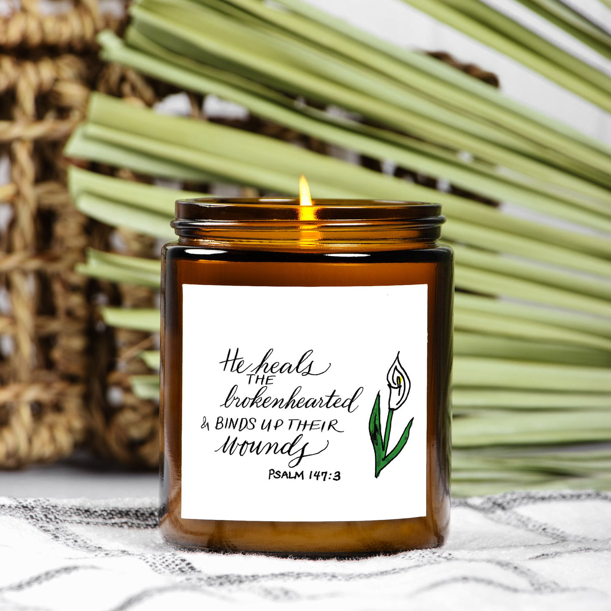He Heals the Brokenhearted Candle-Psalm 147:3- 9oz