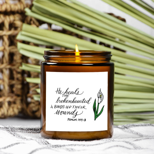 He Heals the Brokenhearted Candle-Psalm 147:3- 9oz