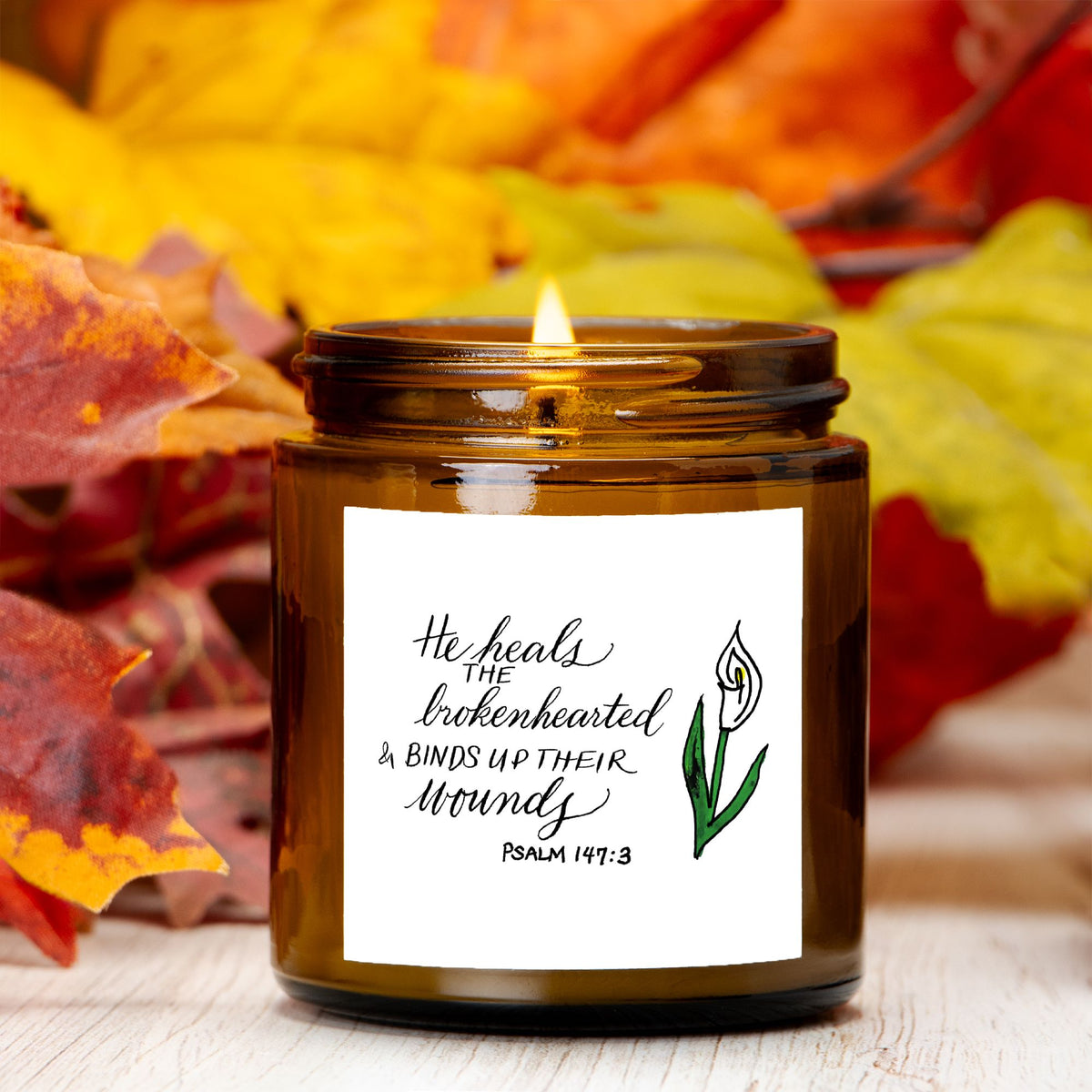 He Heals the Brokenhearted – 4 oz. Christian Candle