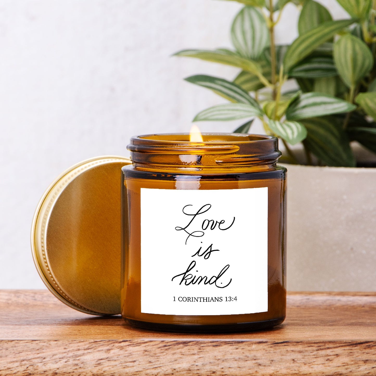 Love is Kind-1 Corinthians 13 Candle ( 4 oz Amber Jar)