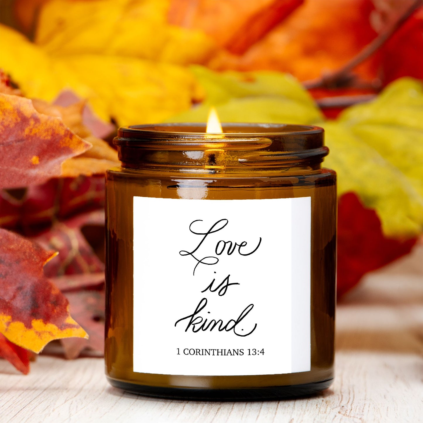 Love is Kind-1 Corinthians 13 Candle ( 4 oz Amber Jar)